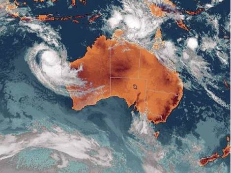 Cyclone Oswald heads across the Gulf of Carpentaria. Image courtesy AAP