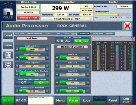 Orban Audio Processor Remote Screen