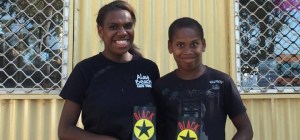 Bamaga kids with BS brochures